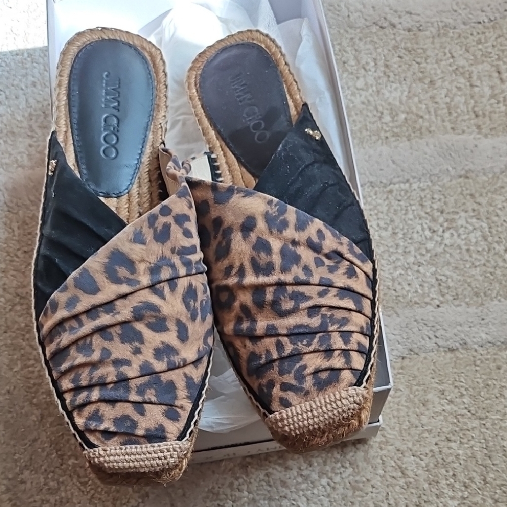 Jimmy Choo Brown and Black Mules Sleek Suede Design